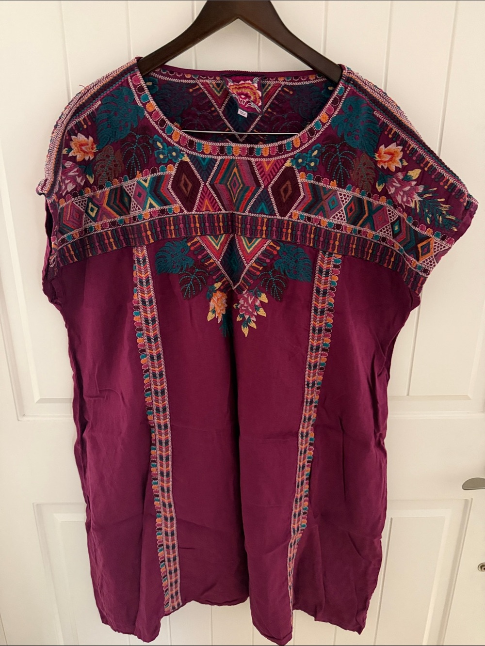 Johnny Was Plum Embroidered Boho Tunic